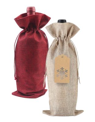 Holiday Burlap Wine Gift Bag