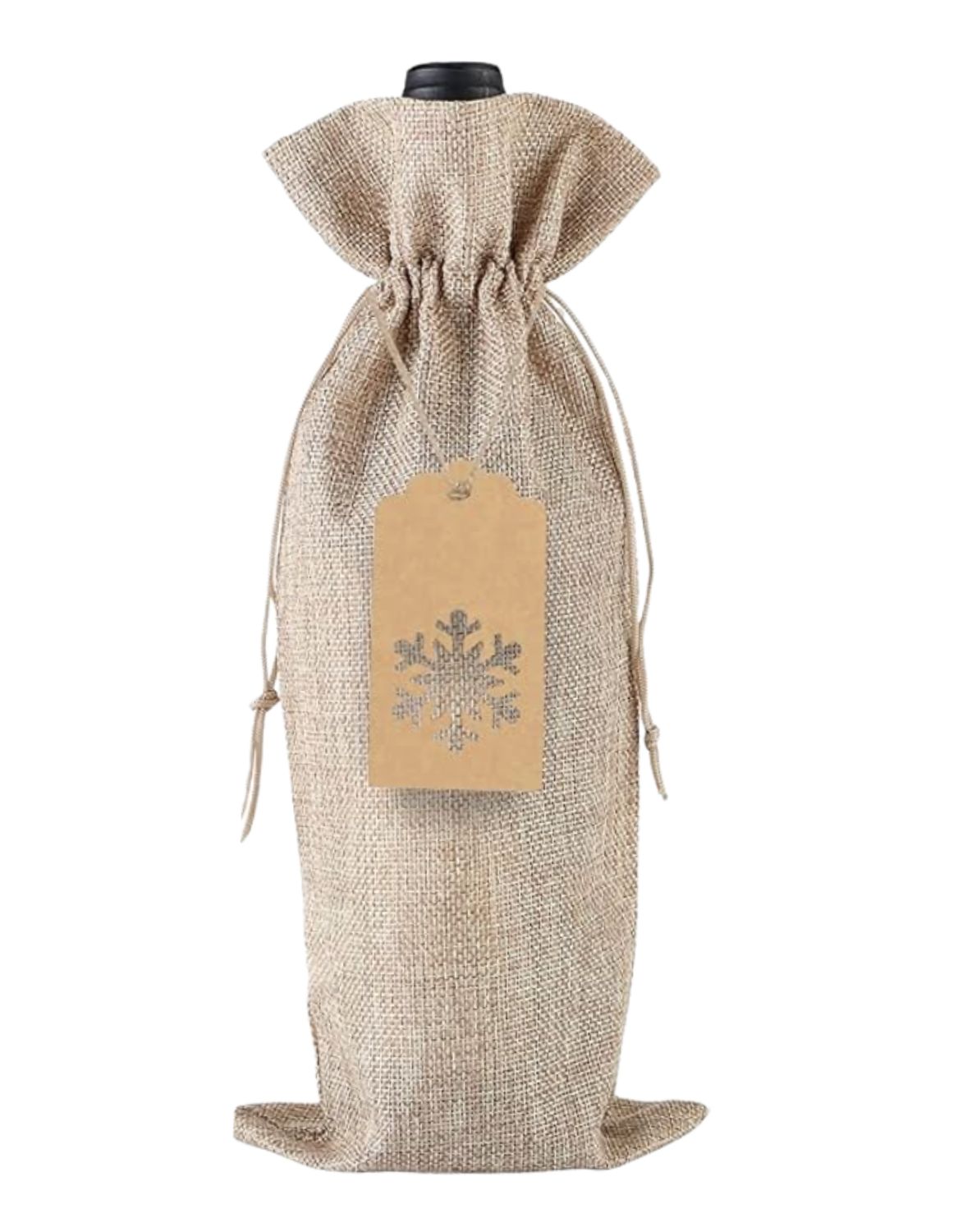 Holiday Burlap Wine Gift Bag, Colour: Natural