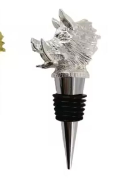 Boar Head Wine Bottle Pourer &amp; Aerator - Silver