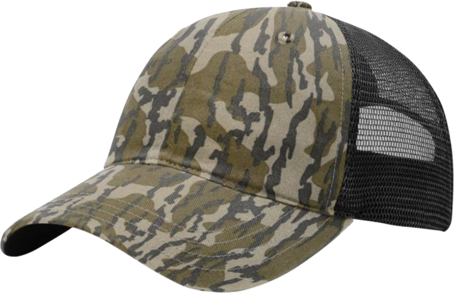 111P twill/mesh camo cap, Color: Bottom/Blk, Size: OSFA