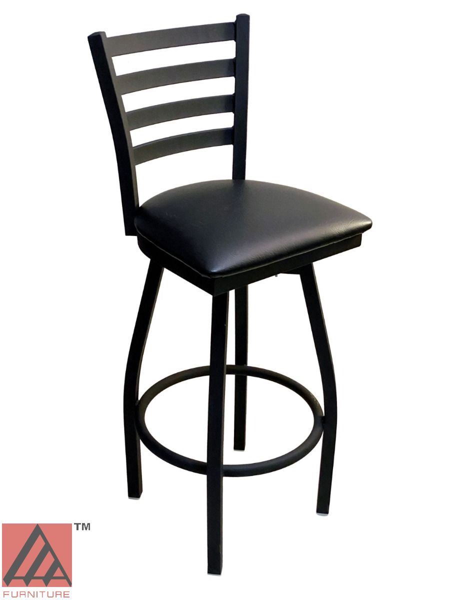 316 Bar Stool ladder back, Color: black, Size: 30"