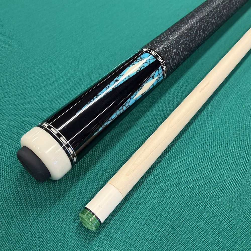 P21N Pechauer cue, Color: Ebony &amp; Turquoise, Size: 12mm