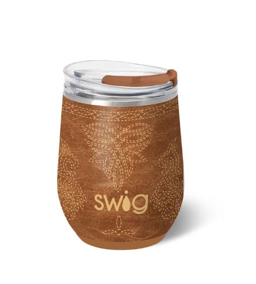 Saddle Stitch Stemless Wine Cup