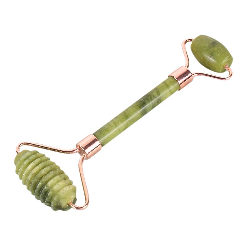 Lume Rose Gold Sawtooth Face Roller &amp; Gua Sha Set – Natural Jade Facial Massage &amp; Body Healing Tool for Radiant Skin