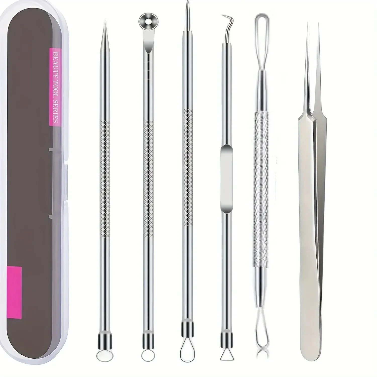 Lume 6-Piece Ultra-Precise Pimple Tweezers Set – Professional Blackhead &amp; Acne Removal Tools for Deep Face Cleansing and Skin Purification