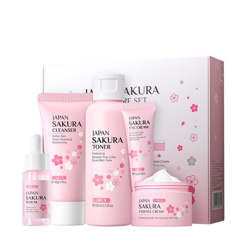 Lume Sakura Skin Care Gift Set – Complete 6-Step Facial Collection (Cleanser, Toner, Serum, Cream, Eye Cream &amp; Sunscreen)