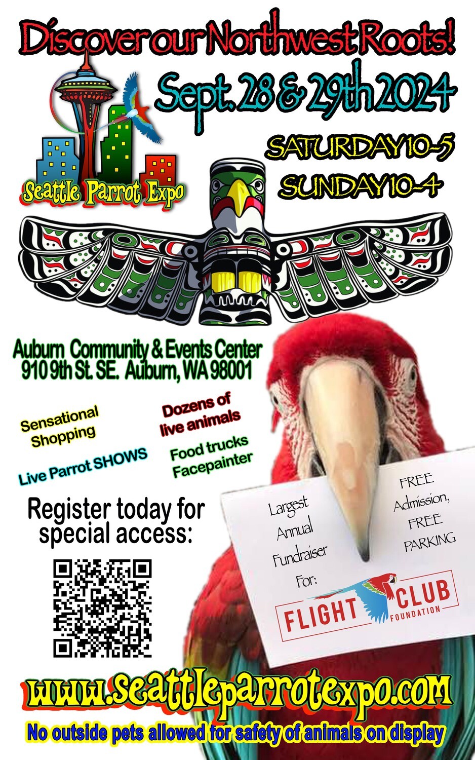 Seattle Parrot Expo GOOD EARLY BIRD registration 2024