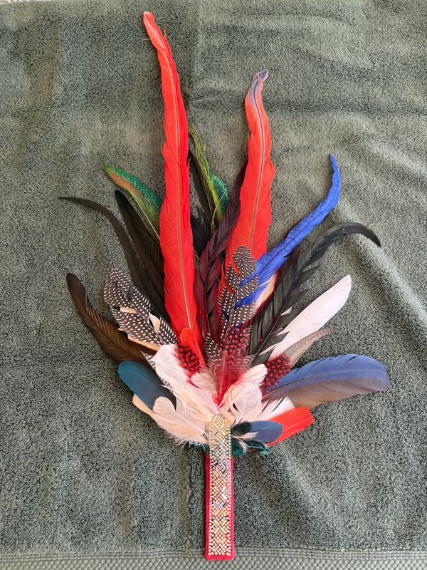Auction Item--scarlet feather fan
