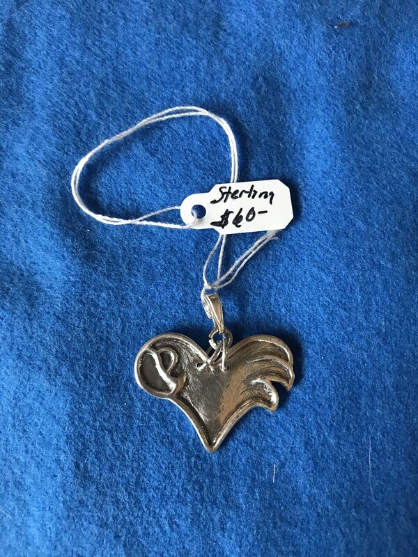 Sterling Silver Parrot Heart Charm LG
