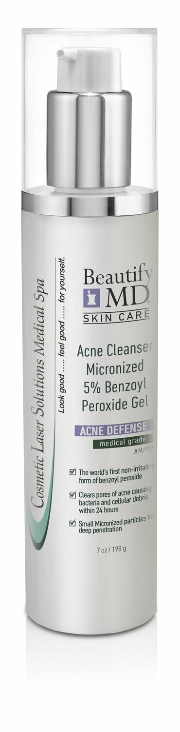 Acne Cleanser - 5% Micronized Benzoyl Peroxide Cleanser 7oz - Medical Strength & Paraben Free