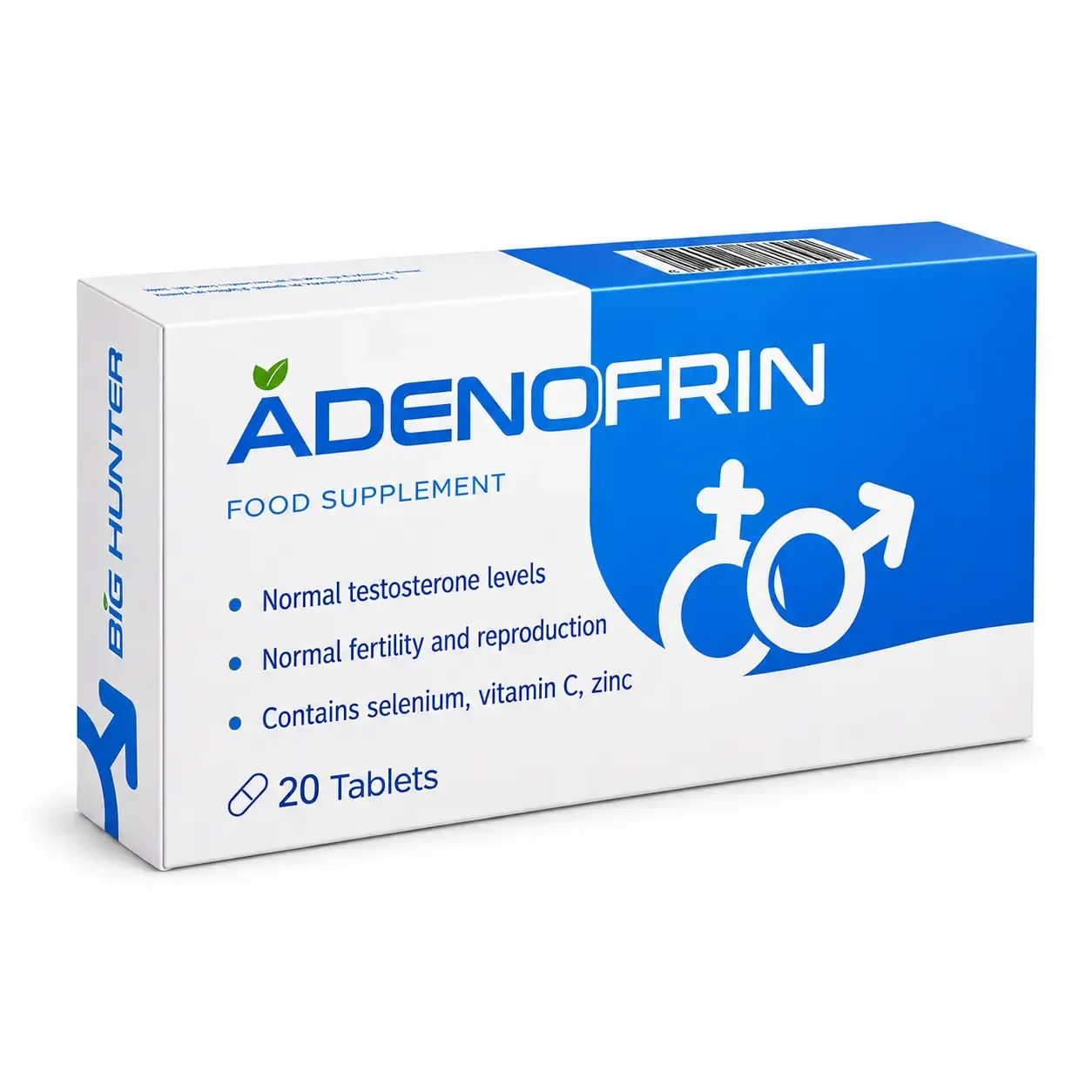 Adenofrin food supplement box front view, 20 tablets
