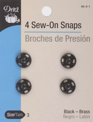 Snap Sew-On Size 3 Black