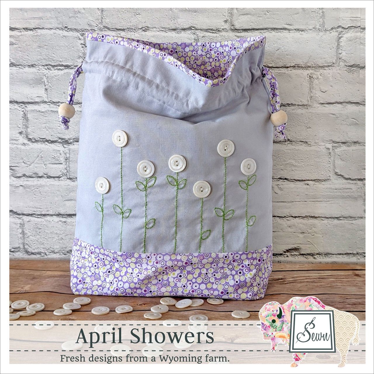 April Showers Drawstring Bag pattern