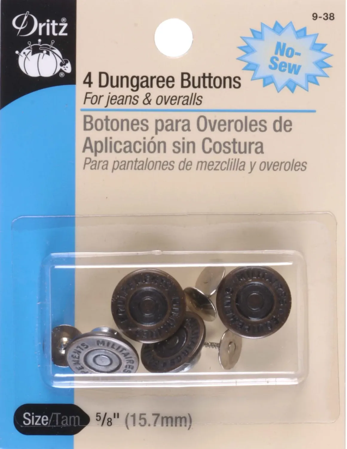 Button Dungaree Antique Brass 5/8"