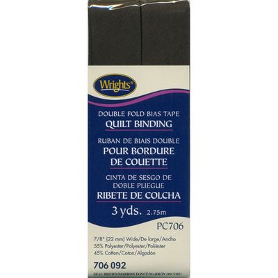 Double Fold Bias Tape Quilt Binding Seal Brown