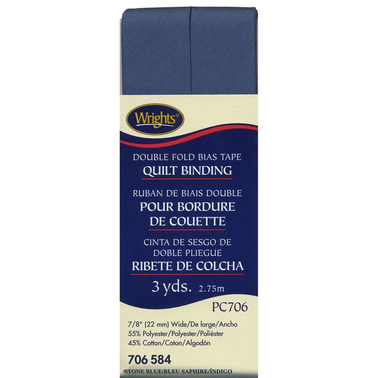 Double Fold Bias Tape Quilt Binding Stone Blue
