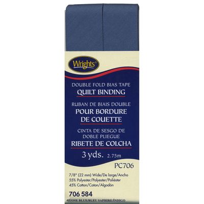 Double Fold Bias Tape Quilt Binding Stone Blue