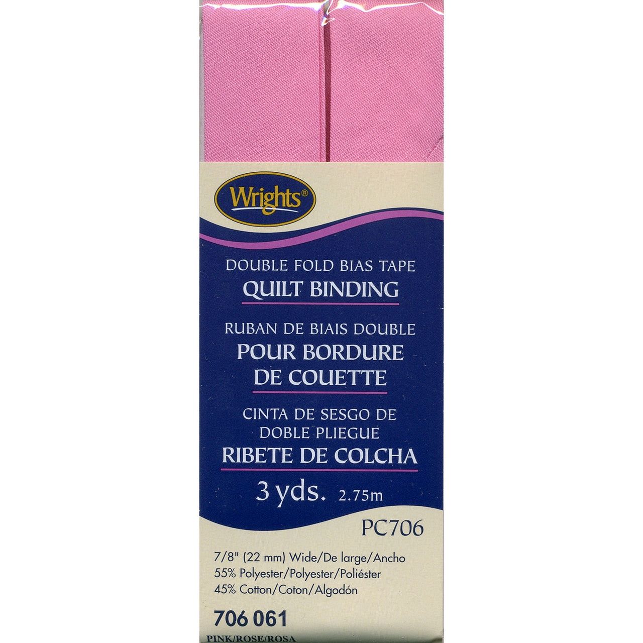 Double Fold Bias Tape Quilt Binding Pink