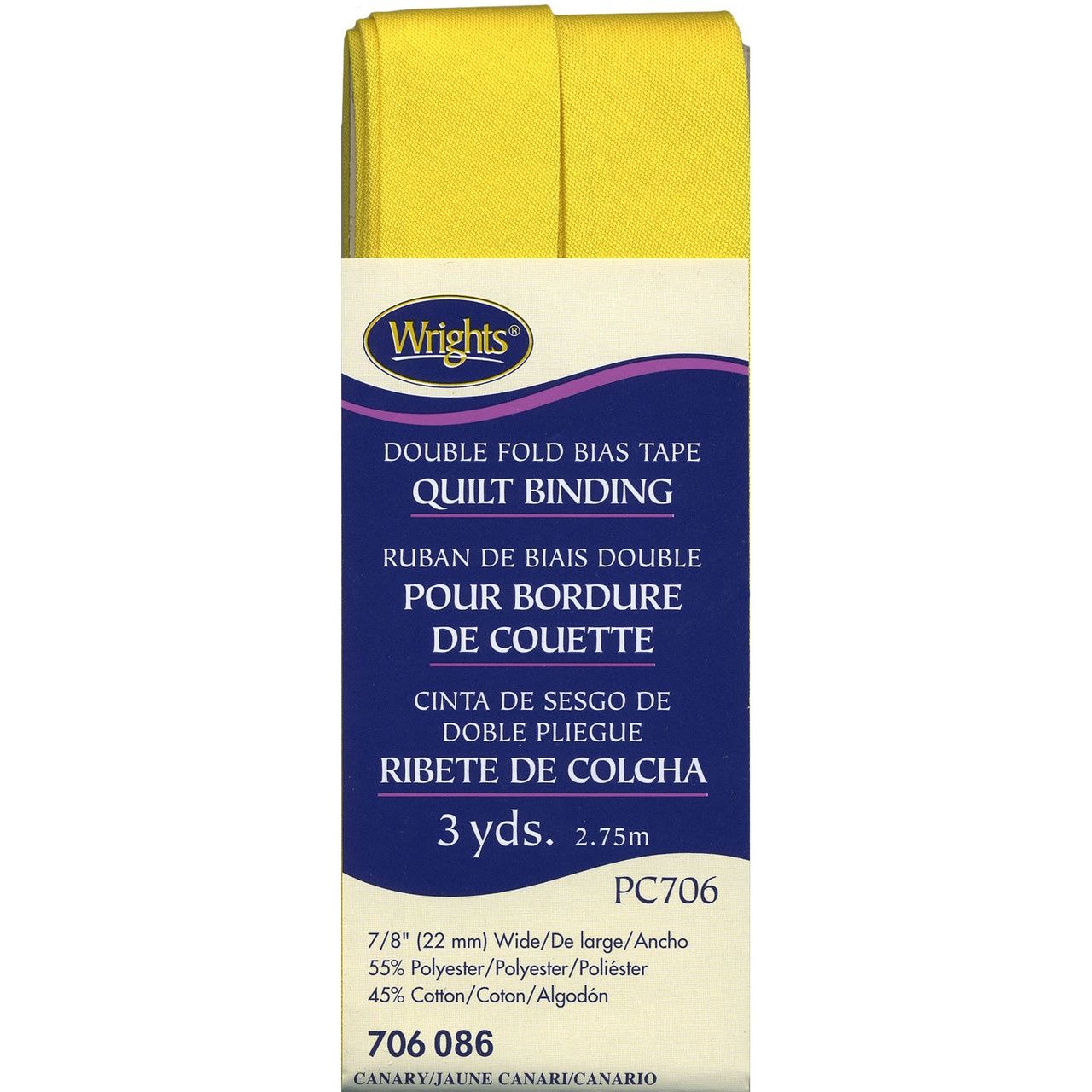 Double Fold Bias Tape Quilt Binding Canary