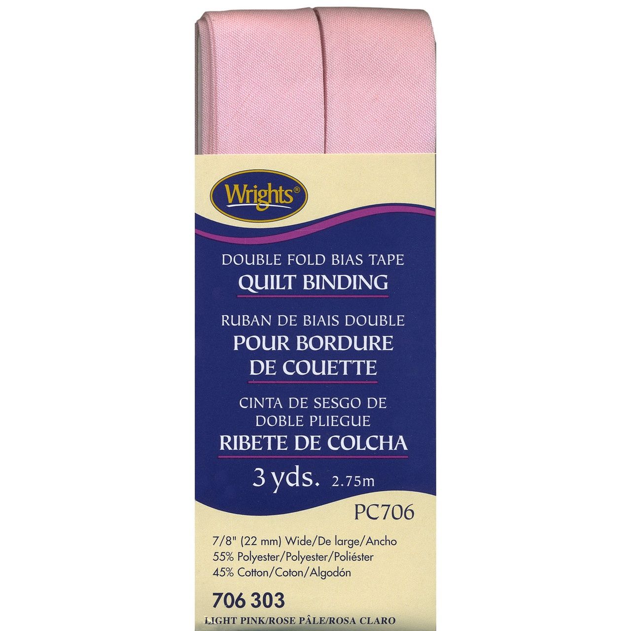 Double Fold Bias Tape Quilt Binding Light Pink
