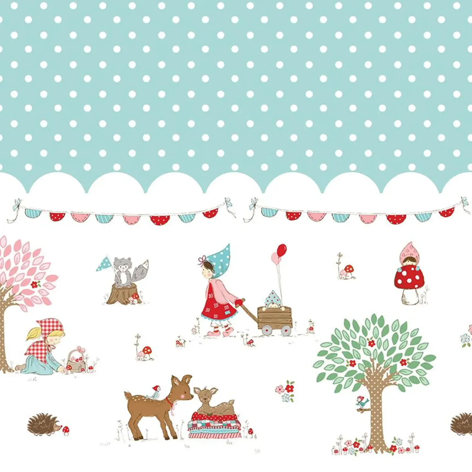 Whimsical Woodland Border Print Aqua
