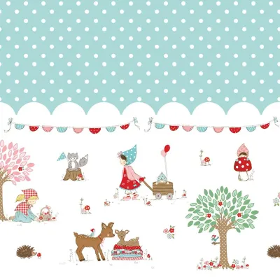 Whimsical Woodland Border Print Aqua