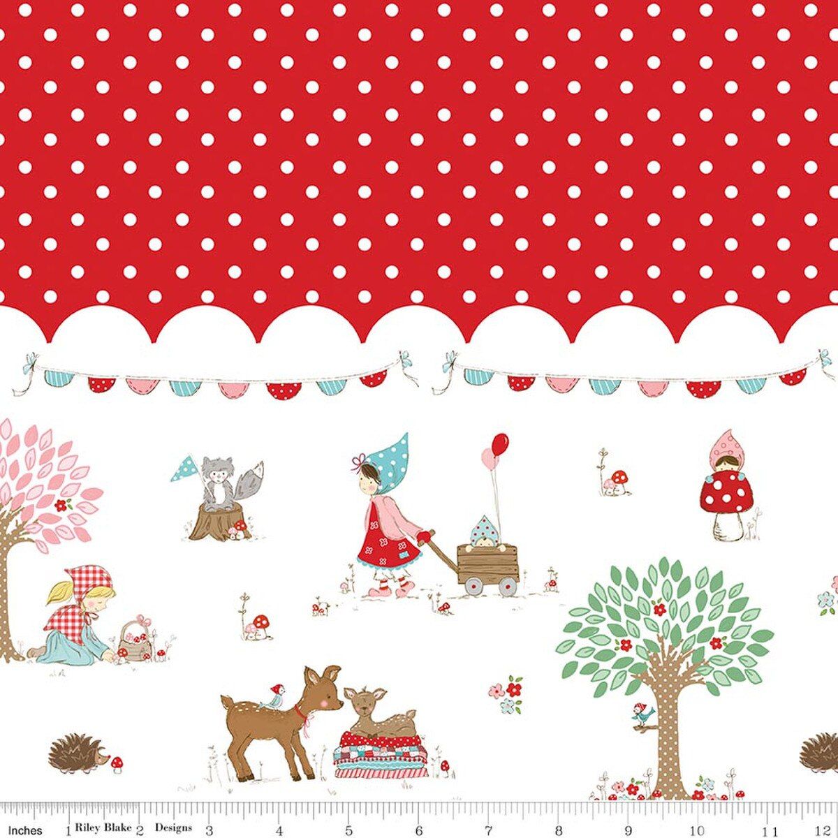 Whimsical Woodland Border Print Red