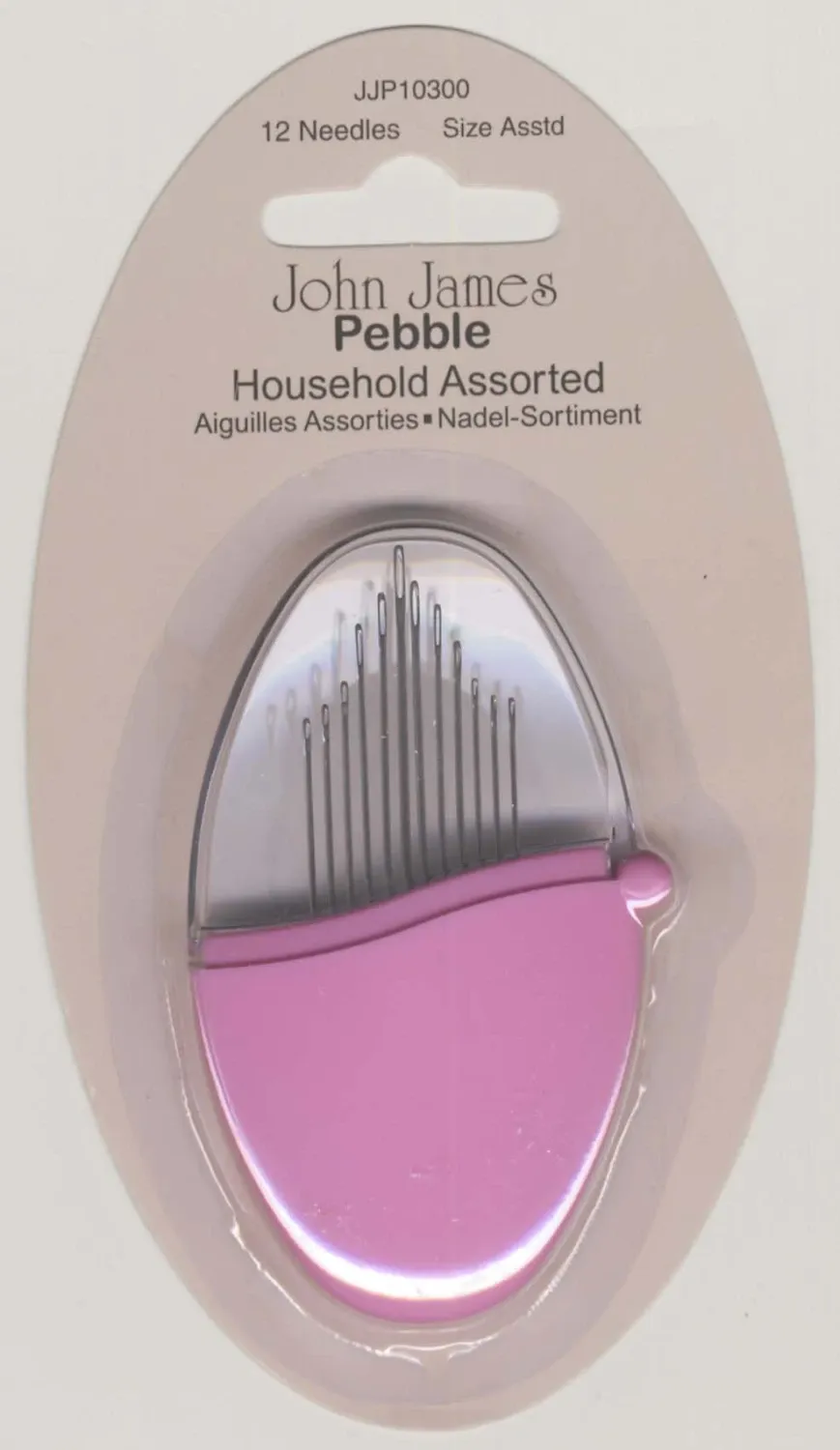 John James Pebbles Household Needles Assorted Sizes 12ct Vivacious Pink