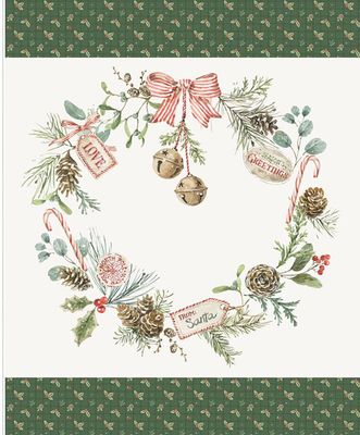Holiday Spirit Season's Greetings Wreath Panel