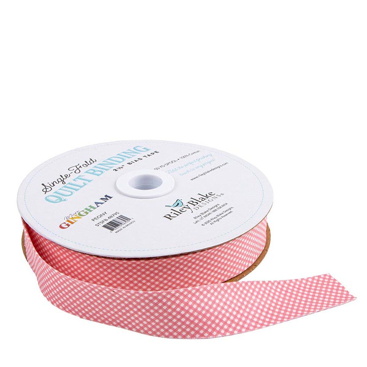 Single Fold Quilt Binding -Micro Gingham Peony