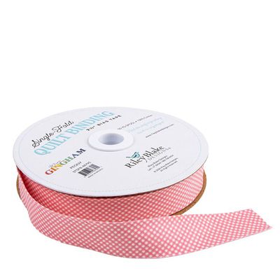 Single Fold Quilt Binding -Micro Gingham Peony
