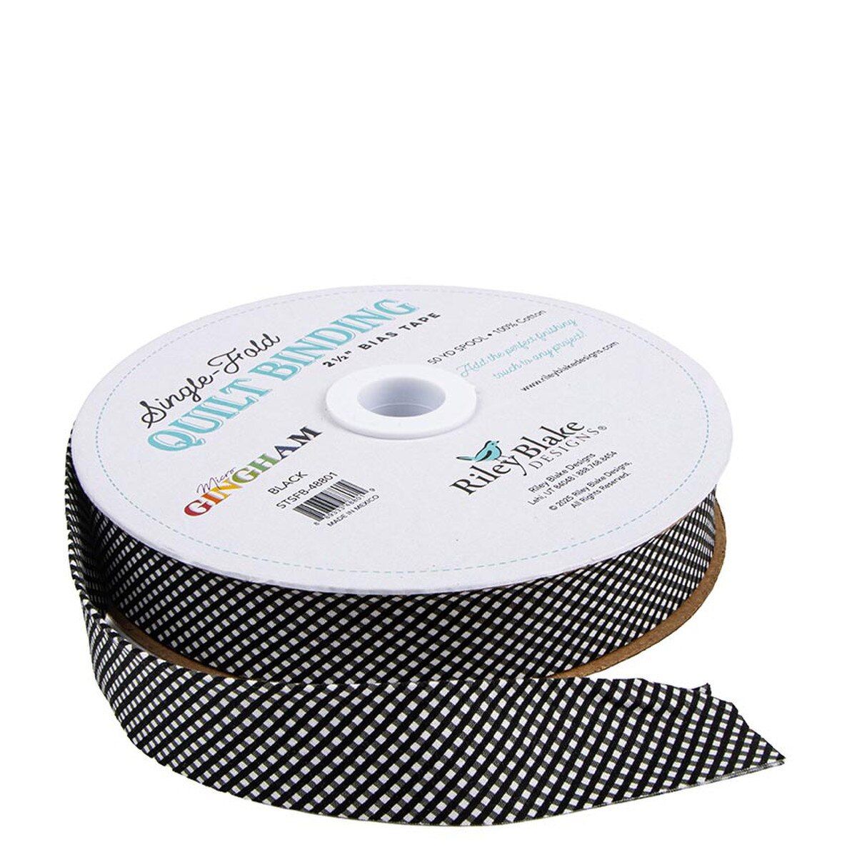 Single Fold Quilt Binding - Micro Gingham Black