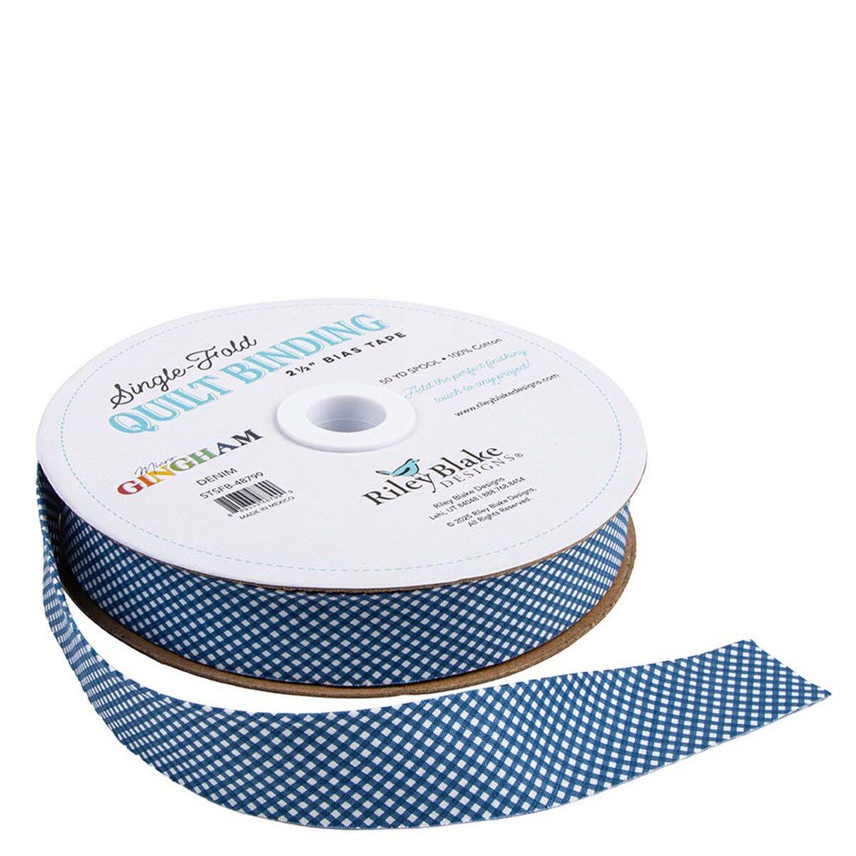 Single Fold Quilt Binding - Micro Gingham Denim