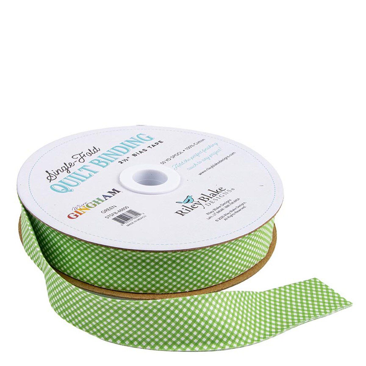 Single Fold Quilt Binding - Micro Gingham Green