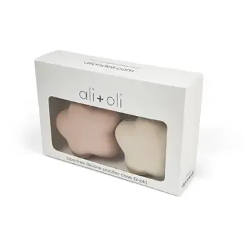 Ali+Oli Silicone Pacifier Case 2-pack Star (Blush &amp; Sand)