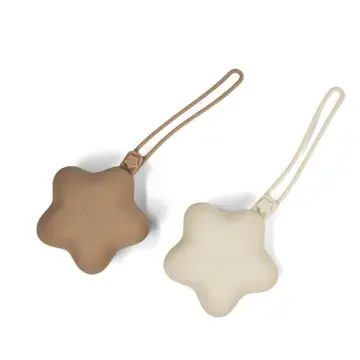 Ali+Oli Silicone Pacifier Case 2-pack Star (Taupe-Sand)