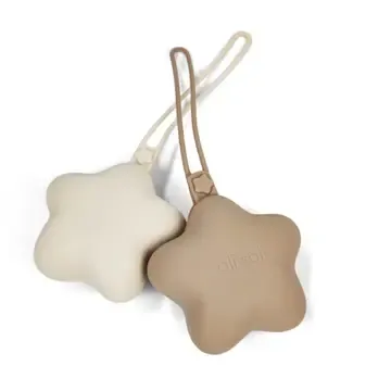 Ali+Oli Silicone Pacifier Case 2-pack Star (Taupe-Sand)