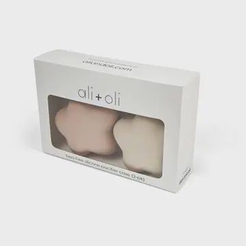 Ali+Oli Silicone Pacifier Case 2-pack Star (Blush &amp; Sand)