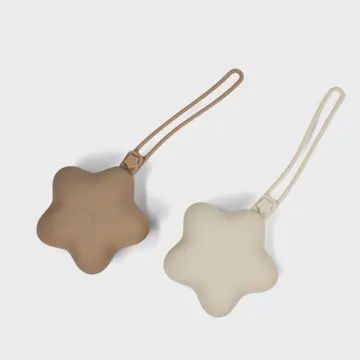 Ali+Oli Silicone Pacifier Case 2-pack Star (Taupe-Sand)