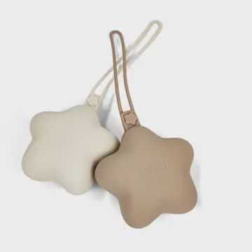 Ali+Oli Silicone Pacifier Case 2-pack Star (Taupe-Sand)