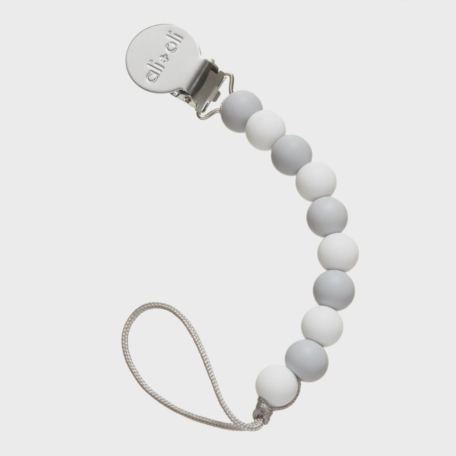 Ali+Oli Silicone Pacifier Clip (Grey-White)