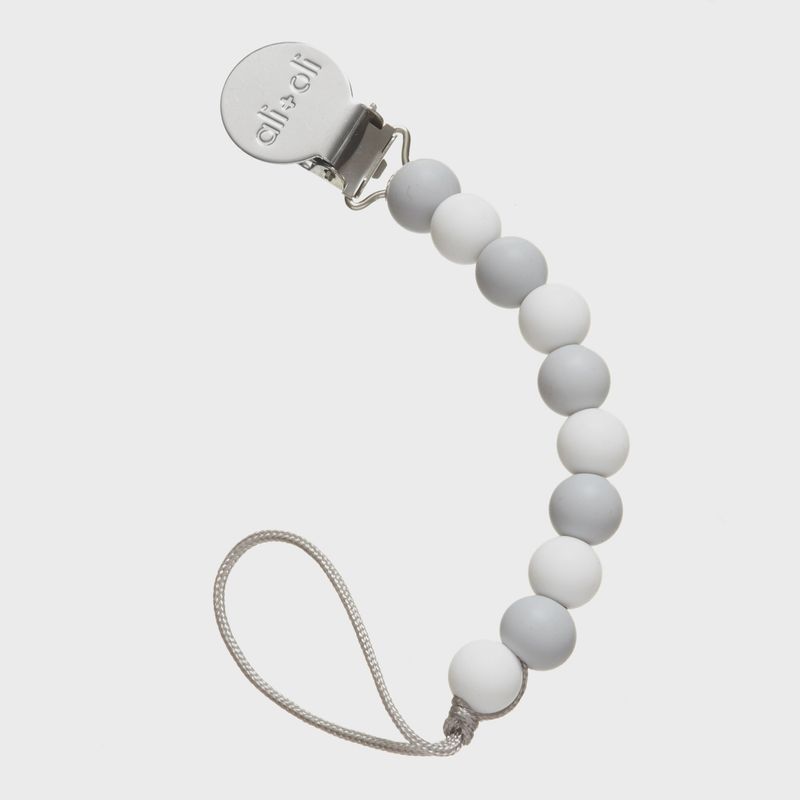 Ali+Oli Silicone Pacifier Clip (Grey-White)