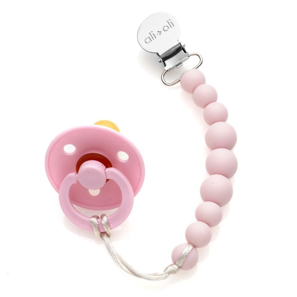 Ali+Oli Silicone Pacifier Clip (Pink)