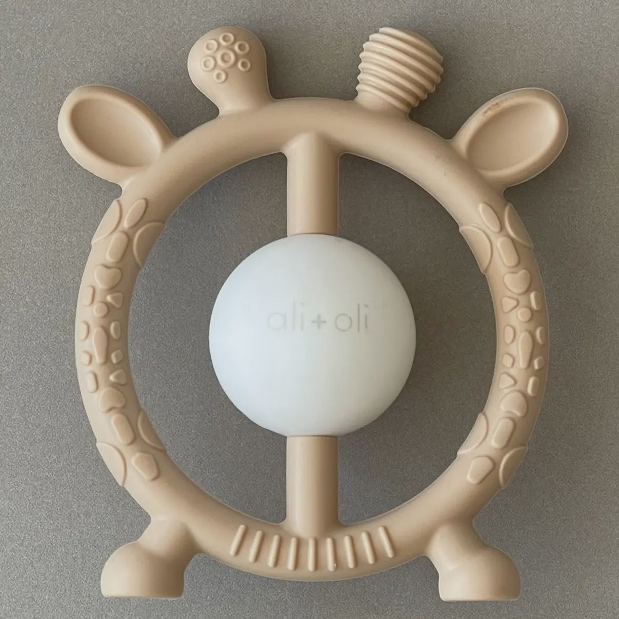 Giraffe Teether &amp; Rattle Food-Grade Silicone Toy (Taupe)