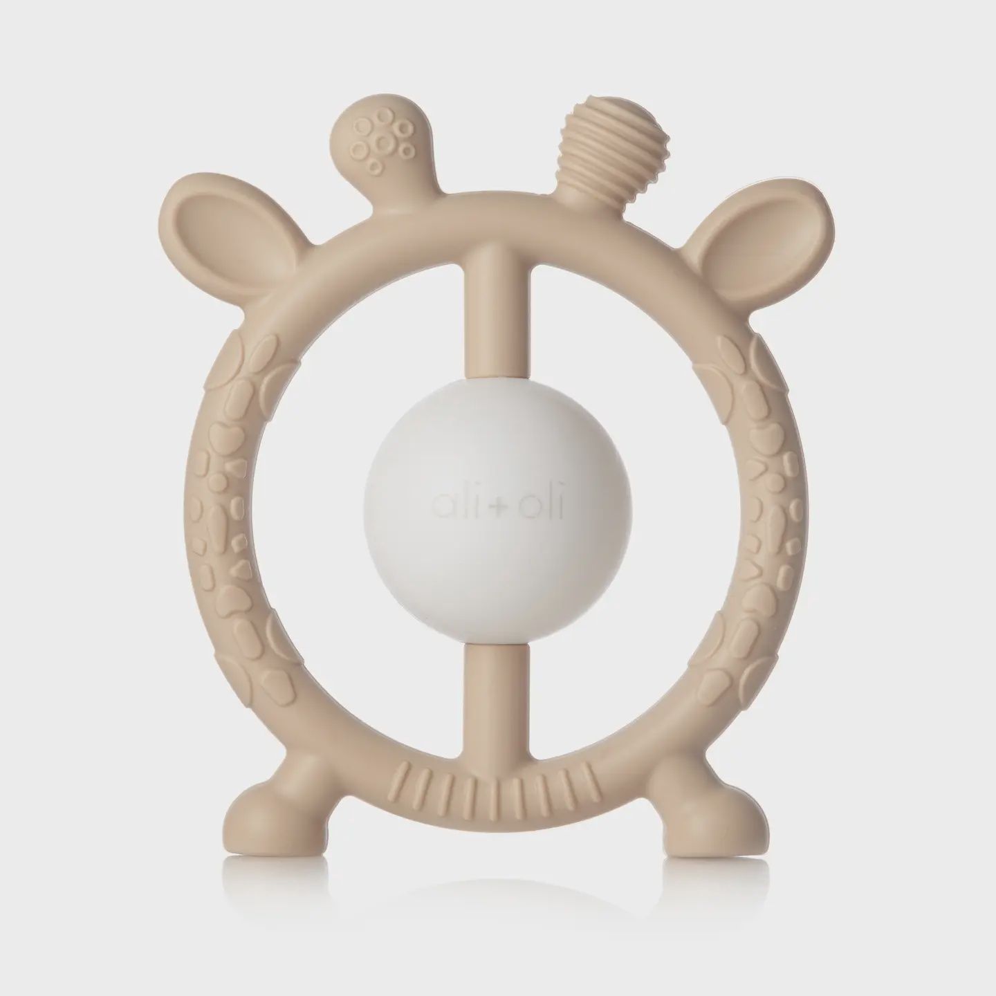 Giraffe Teether &amp; Rattle Food-Grade Silicone Toy (Taupe)