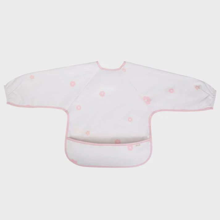 Smock Bib for Baby &amp; Toddler Long Sleeve (Pink Flowers)