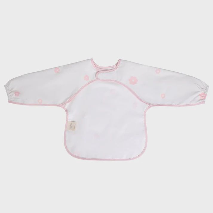 Smock Bib for Baby &amp; Toddler Long Sleeve (Pink Flowers)