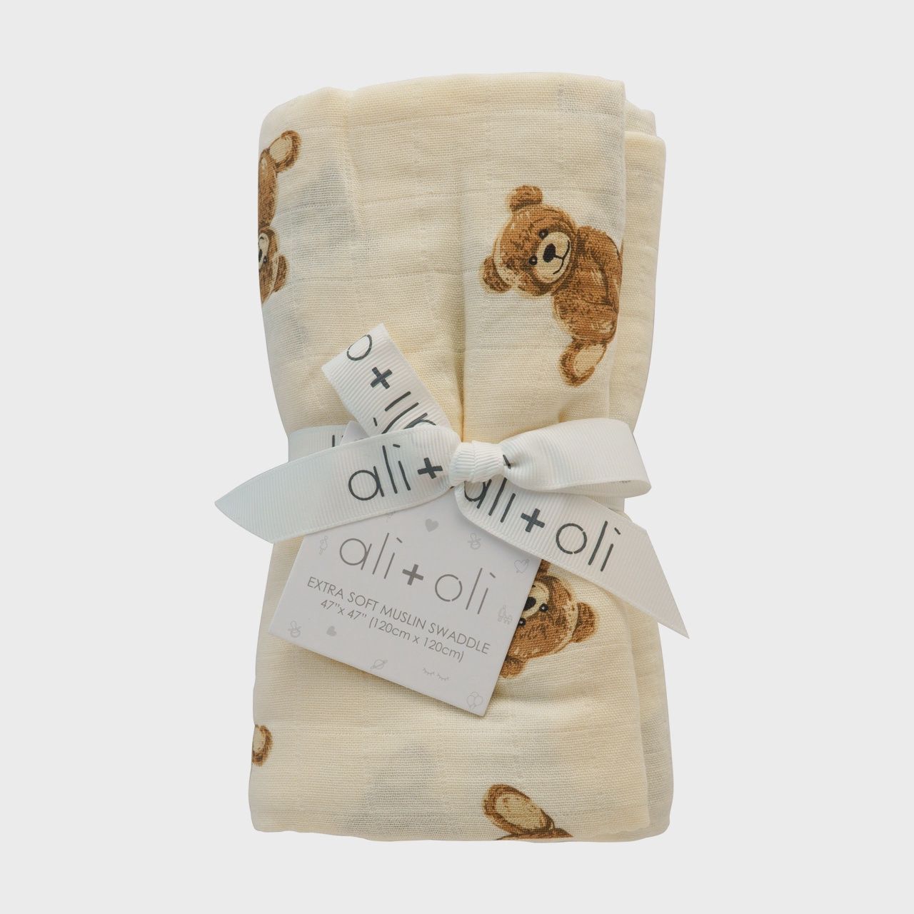 Bamboo Muslin Swaddle Baby Blanket (Teddy Bear)