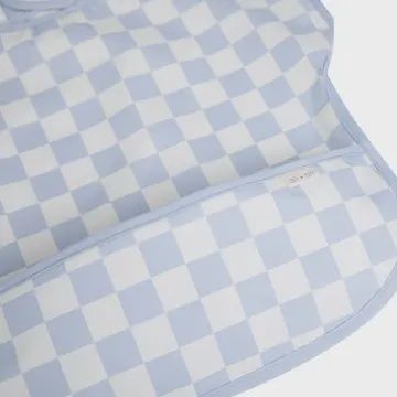 Smock Bib for Baby &amp; Toddler Short Sleeve (Blue Checkers)