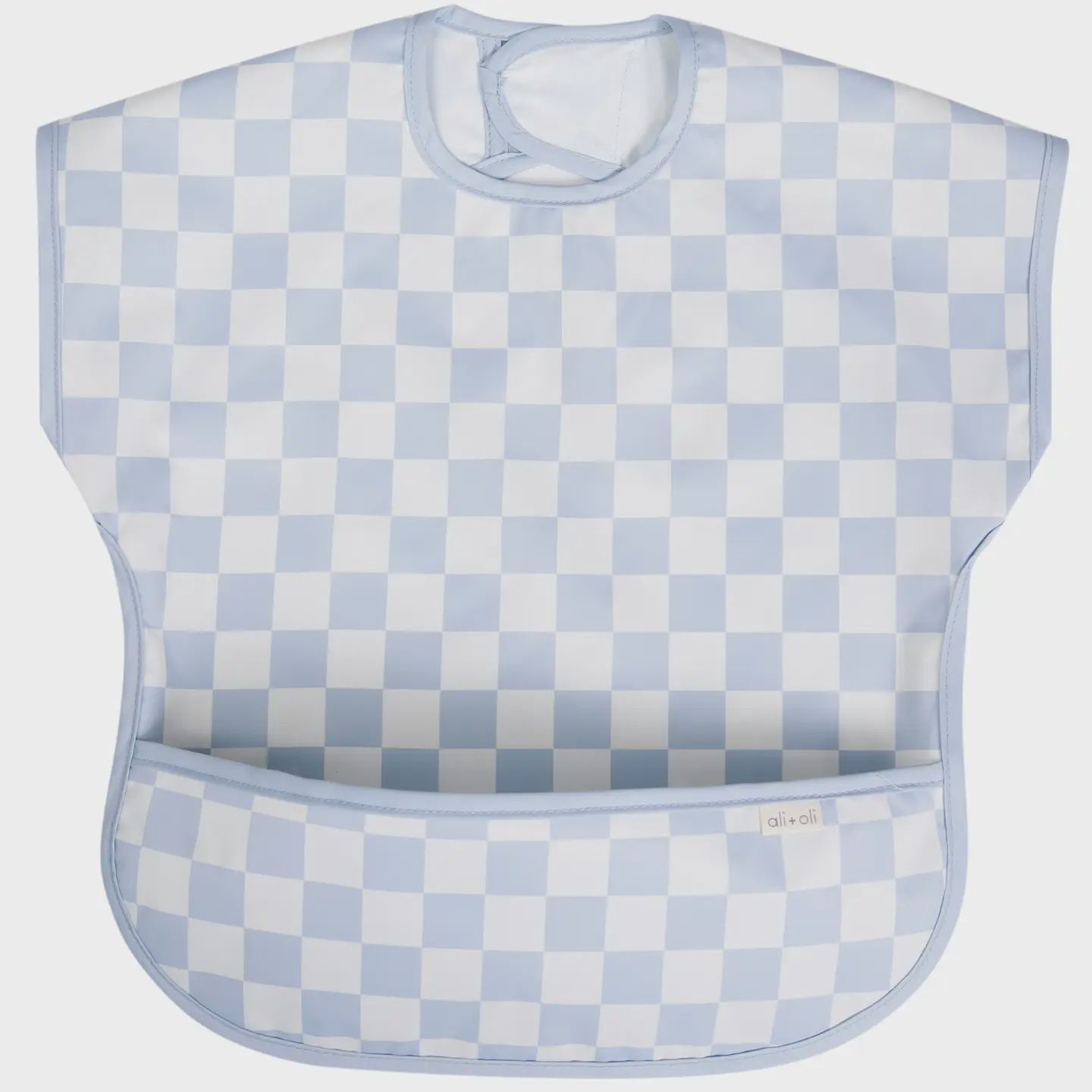 Smock Bib for Baby &amp; Toddler Short Sleeve (Blue Checkers)